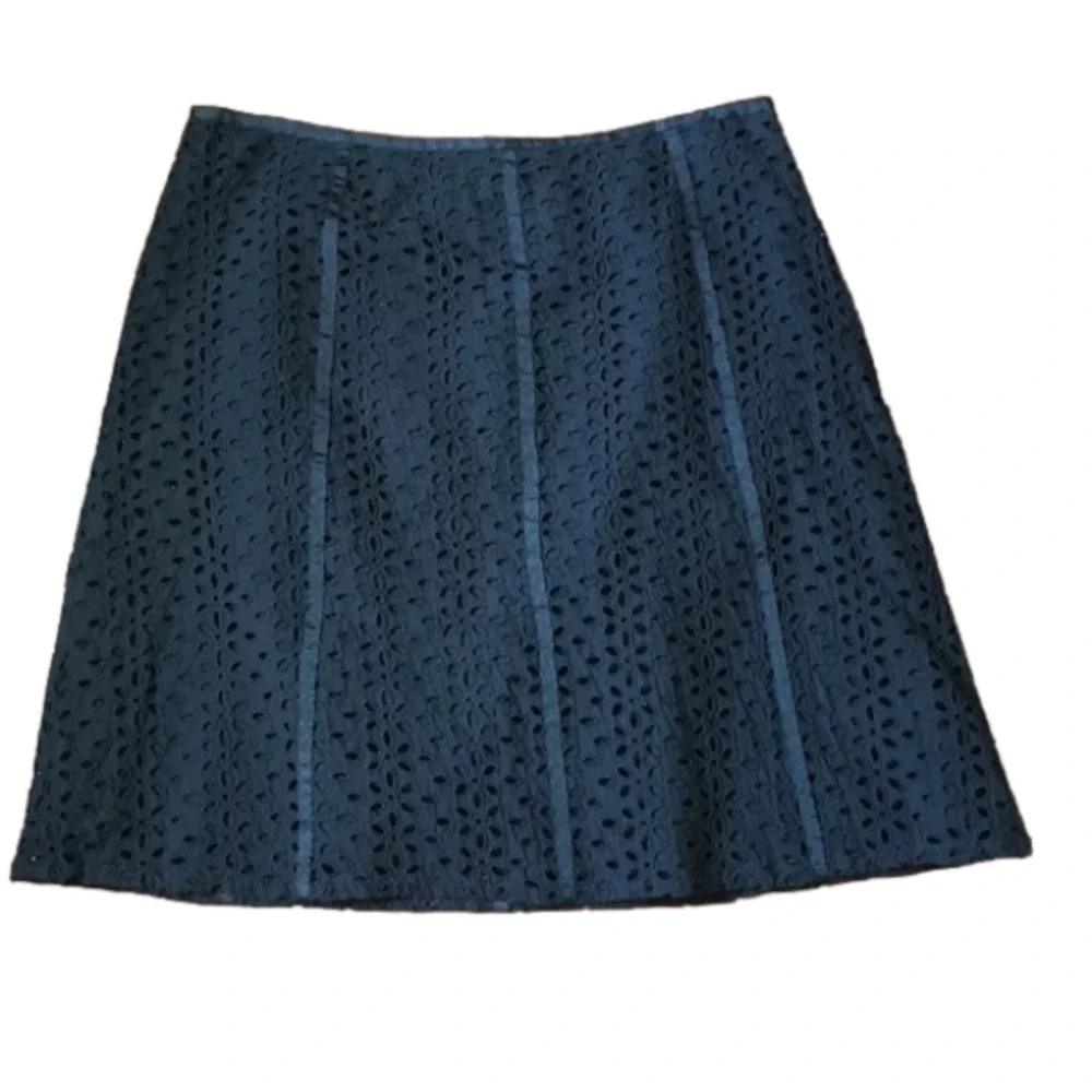 𝅺Rafaella A-line‎ Black Cotton Skirt, 12 Petite